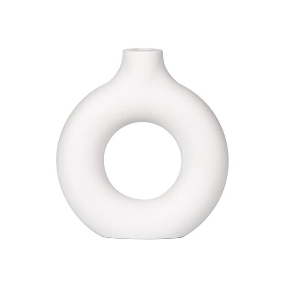 Ceramic Vase Donut shape Minimalist Style Modern Boho Chic Pottery Barn look New - Picture 6 of 6